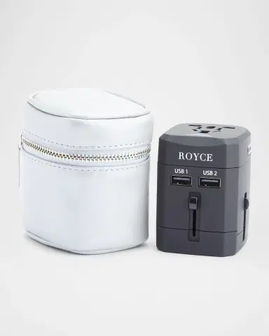 Royce New York International Travel Adapter & Monogrammed Leather Case Set | Thumbnail 4 Royce New York International Travel Adapter & Monogrammed Leather Case Set | Thumbnail 4