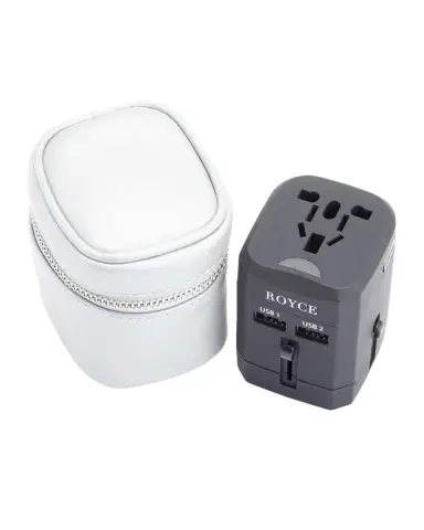 Royce New York International Travel Adapter & Monogrammed Leather Case Set | Thumbnail 1 Royce New York International Travel Adapter & Monogrammed Leather Case Set | Thumbnail 1