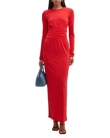 Emporio Armani Pleated Long-Sleeve Jersey Column Gown | Thumbnail 1 Emporio Armani Pleated Long-Sleeve Jersey Column Gown | Thumbnail 1