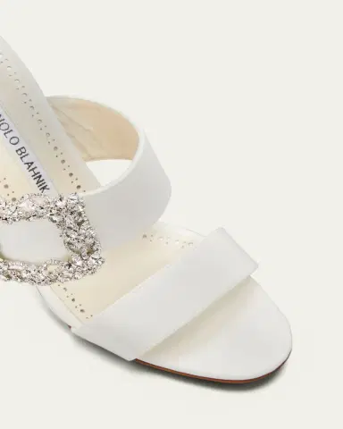 Manolo Blahnik Gable Silk Crystal Buckle Slide Sandals | Thumbnail 4 Manolo Blahnik Gable Silk Crystal Buckle Slide Sandals | Thumbnail 4