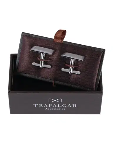 Trafalgar Men's Sterling Silver Rectangle Cufflinks | Thumbnail 1 Trafalgar Men's Sterling Silver Rectangle Cufflinks | Thumbnail 1