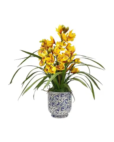 Winward Home Cymbidium Orchid in Cache Pot | Thumbnail 1 Winward Home Cymbidium Orchid in Cache Pot | Thumbnail 1
