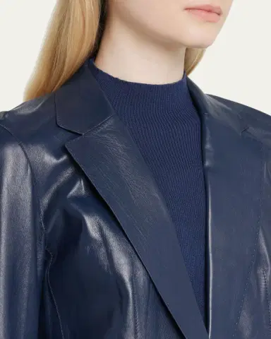 Lafayette 148 New York Nappa Leather Flap Pocket Single-Button Blazer | Thumbnail 9 Lafayette 148 New York Nappa Leather Flap Pocket Single-Button Blazer | Thumbnail 9