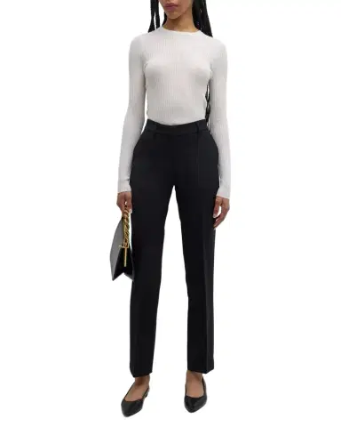 Gabriela Hearst Francisco Mid-Rise Straight-Leg Crepe Pants | Thumbnail 1 Gabriela Hearst Francisco Mid-Rise Straight-Leg Crepe Pants | Thumbnail 1