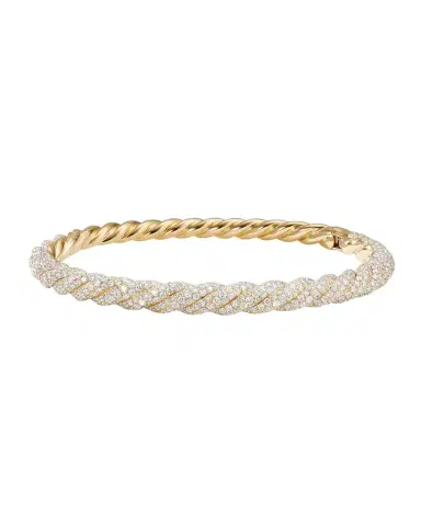 David Yurman Stax Twist Bracelet in 18K Gold with Diamonds, 6.5mm | Thumbnail 1 David Yurman Stax Twist Bracelet in 18K Gold with Diamonds, 6.5mm | Thumbnail 1