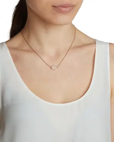 Walters Faith Bell Rose Gold Rock Crystal Hexagonal East-West Necklace with Diamond Border | Thumbnail 1 Walters Faith Bell Rose Gold Rock Crystal Hexagonal East-West Necklace with Diamond Border | Thumbnail 1