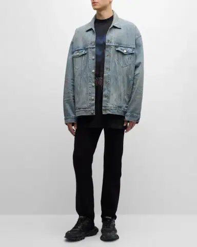 Balenciaga Men's Oversized Denim Jacket | Thumbnail 2 Balenciaga Men's Oversized Denim Jacket | Thumbnail 2