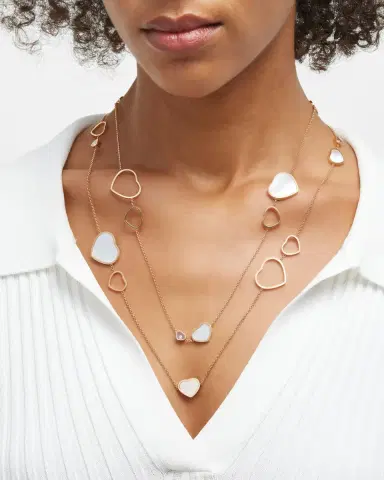 Chopard Happy Hearts 18K Rose Gold Mother-of-Pearl Station Necklace | Thumbnail 1 Chopard Happy Hearts 18K Rose Gold Mother-of-Pearl Station Necklace | Thumbnail 1