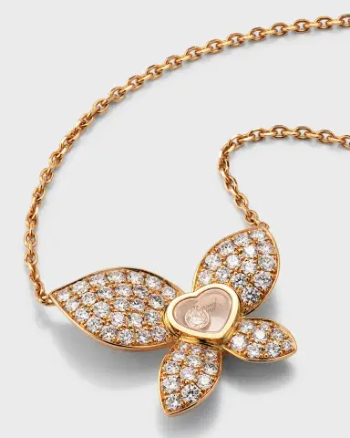 Chopard Happy Butterfly 18K Rose Gold Diamond Pendant Necklace | Thumbnail 2 Chopard Happy Butterfly 18K Rose Gold Diamond Pendant Necklace | Thumbnail 2