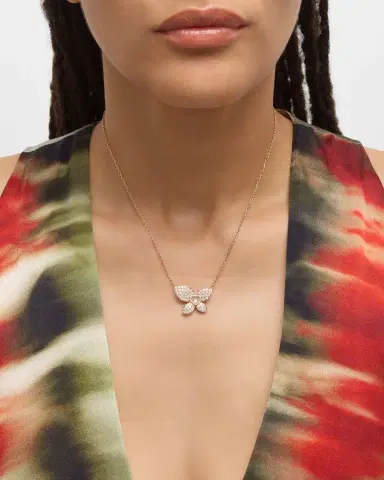 Chopard Happy Butterfly 18K Rose Gold Diamond Pendant Necklace | Thumbnail 1 Chopard Happy Butterfly 18K Rose Gold Diamond Pendant Necklace | Thumbnail 1