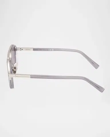 Zegna Men's ORIZZONTE II Metal-Acetate Round Sunglasses | Thumbnail 4 Zegna Men's ORIZZONTE II Metal-Acetate Round Sunglasses | Thumbnail 4