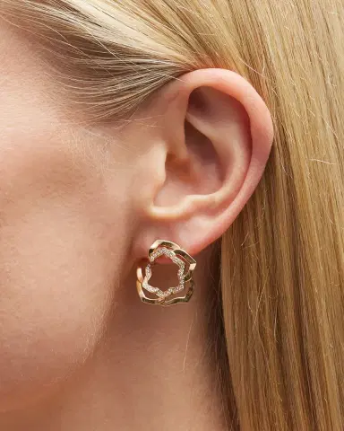 PIAGET 18k Rose Gold Diamond Rose Earrings | Thumbnail 1 PIAGET 18k Rose Gold Diamond Rose Earrings | Thumbnail 1