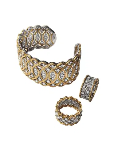 Buccellati 18K Yellow Gold and White Gold Rombi Diamond Eternelle Ring | Thumbnail 1 Buccellati 18K Yellow Gold and White Gold Rombi Diamond Eternelle Ring | Thumbnail 1