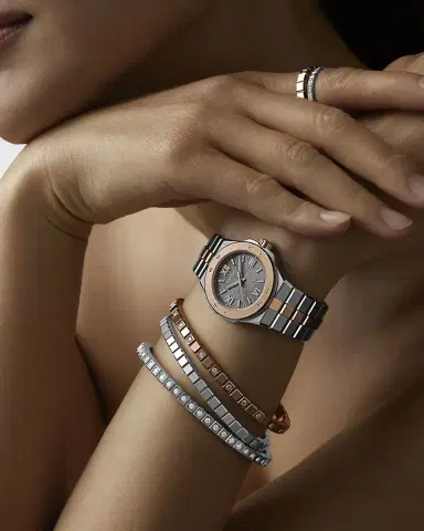 Chopard Ice Cube 18K Rose Gold Alternating Diamond Bracelet, Size Medium | Thumbnail 6 Chopard Ice Cube 18K Rose Gold Alternating Diamond Bracelet, Size Medium | Thumbnail 6