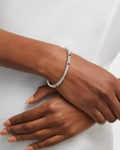 Chopard Ice Cube 18K White Gold Alternating Diamond Bracelet, Size Medium | Thumbnail 1 Chopard Ice Cube 18K White Gold Alternating Diamond Bracelet, Size Medium | Thumbnail 1