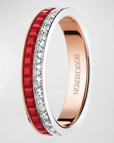 Boucheron Quatre 18K Pink & White Gold Red Edition Diamond Ring | Thumbnail 3 Boucheron Quatre 18K Pink & White Gold Red Edition Diamond Ring | Thumbnail 3