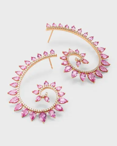 Gismondi 1754 18k Yellow Gold Pink Sapphire and Diamond Spiral Earrings | Thumbnail 2 Gismondi 1754 18k Yellow Gold Pink Sapphire and Diamond Spiral Earrings | Thumbnail 2