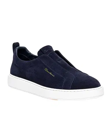 Santoni Men's Suede Low-Top Slip-On Sneakers | Thumbnail 1 Santoni Men's Suede Low-Top Slip-On Sneakers | Thumbnail 1
