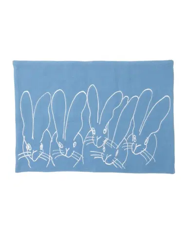 Hunt Slonem Band of Bunnies Embroidered Linen Placemat | Thumbnail 1 Hunt Slonem Band of Bunnies Embroidered Linen Placemat | Thumbnail 1