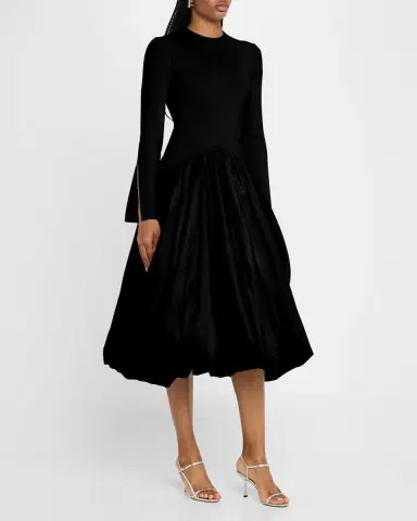Simkhai Kenlie Mixed Media Bubble Midi Dress | Thumbnail 4 Simkhai Kenlie Mixed Media Bubble Midi Dress | Thumbnail 4