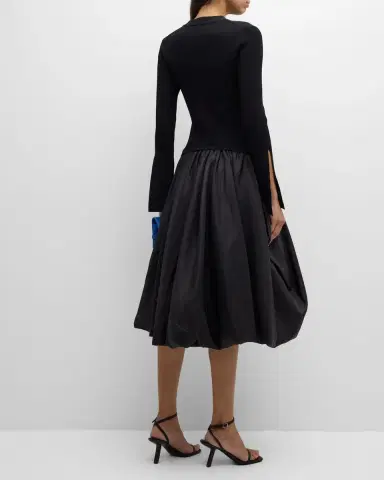 Simkhai Kenlie Mixed Media Bubble Midi Dress | Thumbnail 6 Simkhai Kenlie Mixed Media Bubble Midi Dress | Thumbnail 6