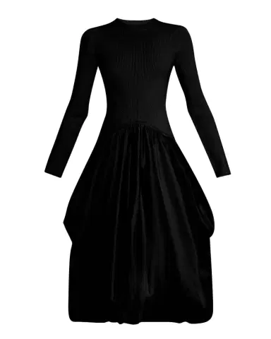 Simkhai Kenlie Mixed Media Bubble Midi Dress | Thumbnail 1 Simkhai Kenlie Mixed Media Bubble Midi Dress | Thumbnail 1