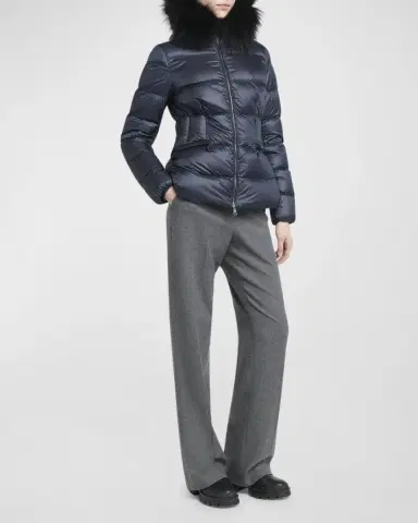 Moncler Boed Hooded Shearling-Trimmed Short Down Jacket | Thumbnail 2 Moncler Boed Hooded Shearling-Trimmed Short Down Jacket | Thumbnail 2