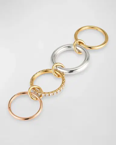 Spinelli Kilcollin 18K Mixed Gold and Sterling Silver 4-Band Ring with Diamonds | Thumbnail 3 Spinelli Kilcollin 18K Mixed Gold and Sterling Silver 4-Band Ring with Diamonds | Thumbnail 3