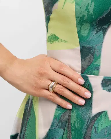 Spinelli Kilcollin 18K Mixed Gold and Sterling Silver 4-Band Ring with Diamonds | Thumbnail 1 Spinelli Kilcollin 18K Mixed Gold and Sterling Silver 4-Band Ring with Diamonds | Thumbnail 1
