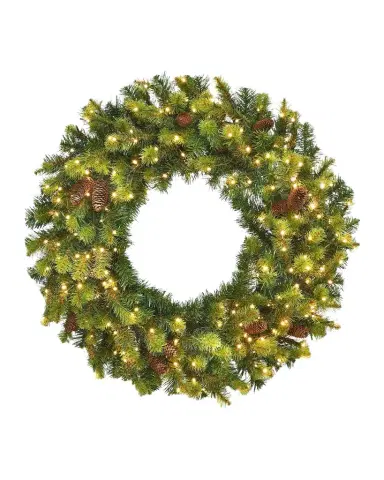 Winward Home Deluxe Village Mix Pine Pre-Lit Christmas Wreath | Thumbnail 1 Winward Home Deluxe Village Mix Pine Pre-Lit Christmas Wreath | Thumbnail 1