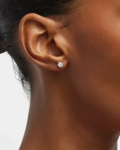 Neiman Marcus Diamonds 18K White Gold 3-Prong Round Diamond Martini Stud Earrings, 0.75tcw,, 0.180"L / 0.18 W | Thumbnail 2 Neiman Marcus Diamonds 18K White Gold 3-Prong Round Diamond Martini Stud Earrings, 0.75tcw,, 0.180"L / 0.18 W | Thumbnail 2