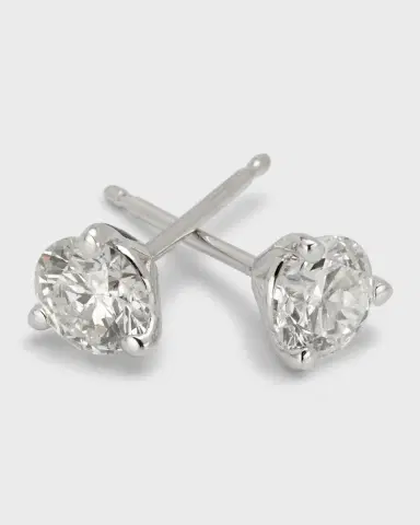 Neiman Marcus Diamonds 18K White Gold 3-Prong Round Diamond Martini Stud Earrings, 0.75tcw,, 0.180"L / 0.18 W | Thumbnail 3 Neiman Marcus Diamonds 18K White Gold 3-Prong Round Diamond Martini Stud Earrings, 0.75tcw,, 0.180"L / 0.18 W | Thumbnail 3