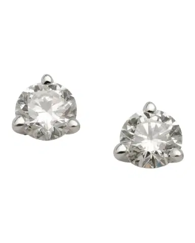 Neiman Marcus Diamonds 18K White Gold 3-Prong Round Diamond Martini Stud Earrings, 0.75tcw,, 0.180"L / 0.18 W | Thumbnail 1 Neiman Marcus Diamonds 18K White Gold 3-Prong Round Diamond Martini Stud Earrings, 0.75tcw,, 0.180"L / 0.18 W | Thumbnail 1