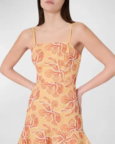 Milly Ciara Floral-Embroidered Flounce Mini Dress | Thumbnail 2 Milly Ciara Floral-Embroidered Flounce Mini Dress | Thumbnail 2