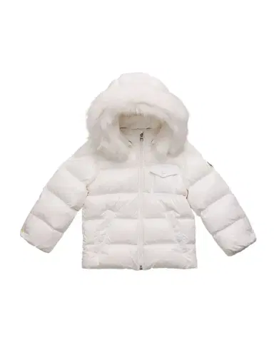 Moncler Kid 's Shiny Puffer Jacket W/ Faux Fur Trim, Size 6M-3 | Thumbnail 1 Moncler Kid 's Shiny Puffer Jacket W/ Faux Fur Trim, Size 6M-3 | Thumbnail 1