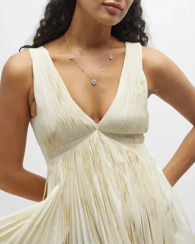 Neiman Marcus Diamonds 18K White Gold Diamond Flower Station Necklace, 18"L, 3.00tcw | Thumbnail 4 Neiman Marcus Diamonds 18K White Gold Diamond Flower Station Necklace, 18"L, 3.00tcw | Thumbnail 4