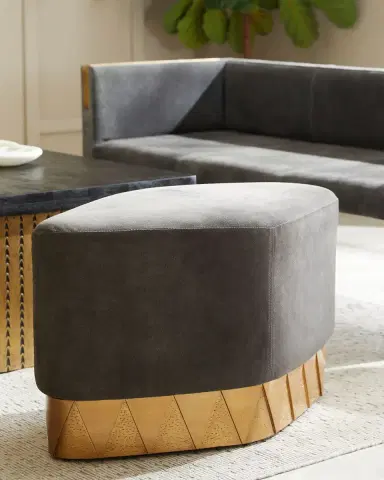 Arteriors Duvall Suede Ottoman | Thumbnail 2 Arteriors Duvall Suede Ottoman | Thumbnail 2