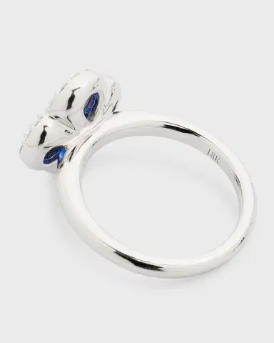 Neiman Marcus Diamonds 18K Blue Sapphire and Diamond Flower Ring, Size 6.75, 2.31tcw | Thumbnail 3 Neiman Marcus Diamonds 18K Blue Sapphire and Diamond Flower Ring, Size 6.75, 2.31tcw | Thumbnail 3