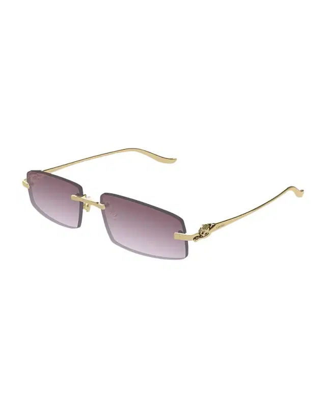 Panthère Rimless Rectangular Sunglasses in Gold Metal Panthère Rimless Rectangular Sunglasses in Gold Metal