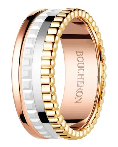 Boucheron Quatre 18K Tricolor Gold Ceramic & Diamond Small Ring | Thumbnail 1 Boucheron Quatre 18K Tricolor Gold Ceramic & Diamond Small Ring | Thumbnail 1