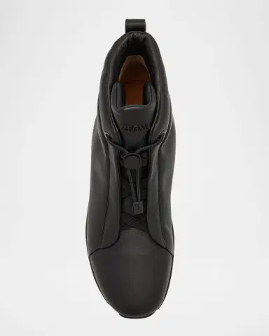 Zegna Men's Triple Stitch Leather High-Top Sneakers | Thumbnail 4 Zegna Men's Triple Stitch Leather High-Top Sneakers | Thumbnail 4