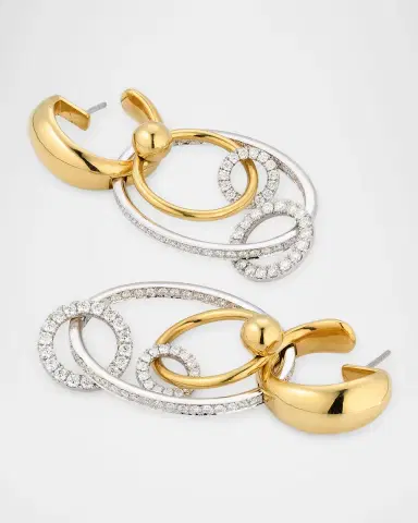 Nikos Koulis 18K Yellow and White Gold Me Earrings with White Diamonds | Thumbnail 2 Nikos Koulis 18K Yellow and White Gold Me Earrings with White Diamonds | Thumbnail 2