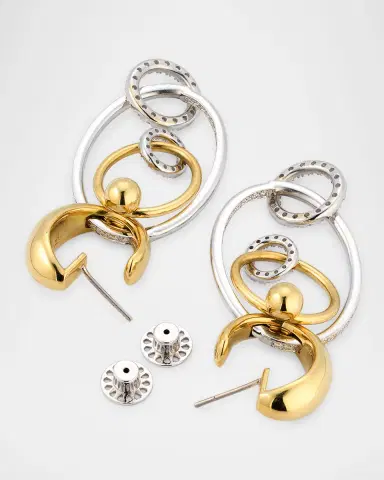 Nikos Koulis 18K Yellow and White Gold Me Earrings with White Diamonds | Thumbnail 3 Nikos Koulis 18K Yellow and White Gold Me Earrings with White Diamonds | Thumbnail 3