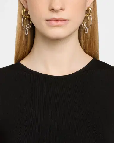 Nikos Koulis 18K Yellow and White Gold Me Earrings with White Diamonds | Thumbnail 1 Nikos Koulis 18K Yellow and White Gold Me Earrings with White Diamonds | Thumbnail 1