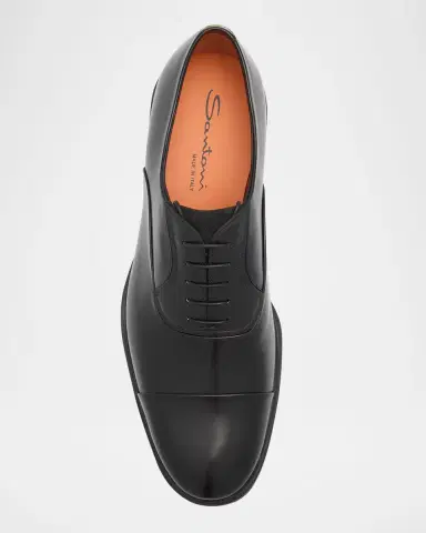 Santoni Men's Cap Toe Leather Derbys | Thumbnail 4 Santoni Men's Cap Toe Leather Derbys | Thumbnail 4