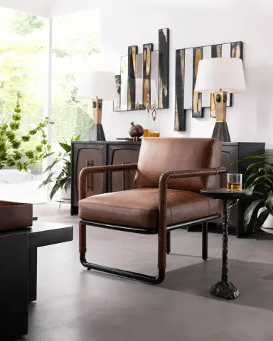 Arteriors Durham Leather Chair | Thumbnail 8 Arteriors Durham Leather Chair | Thumbnail 8