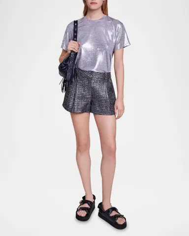 Maje Metallic Crewneck T-Shirt | Thumbnail 2 Maje Metallic Crewneck T-Shirt | Thumbnail 2