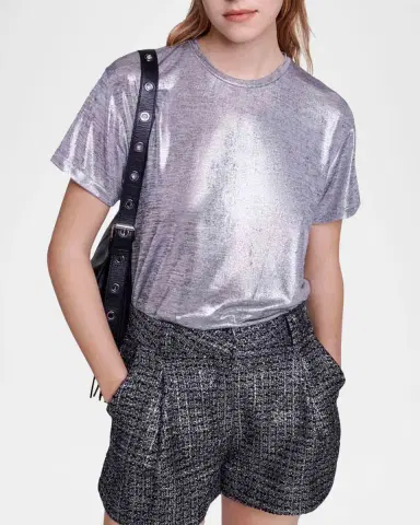 Maje Metallic Crewneck T-Shirt | Thumbnail 4 Maje Metallic Crewneck T-Shirt | Thumbnail 4