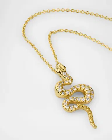 Roberto Coin 18K White Gold Diamond Snake Pendant Necklace | Thumbnail 2 Roberto Coin 18K White Gold Diamond Snake Pendant Necklace | Thumbnail 2