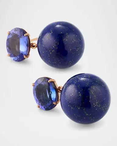 Irene Neuwirth Gumball 18K Rose Gold Tanzanite Post Earrings, One-Of-A-Kind | Thumbnail 2 Irene Neuwirth Gumball 18K Rose Gold Tanzanite Post Earrings, One-Of-A-Kind | Thumbnail 2